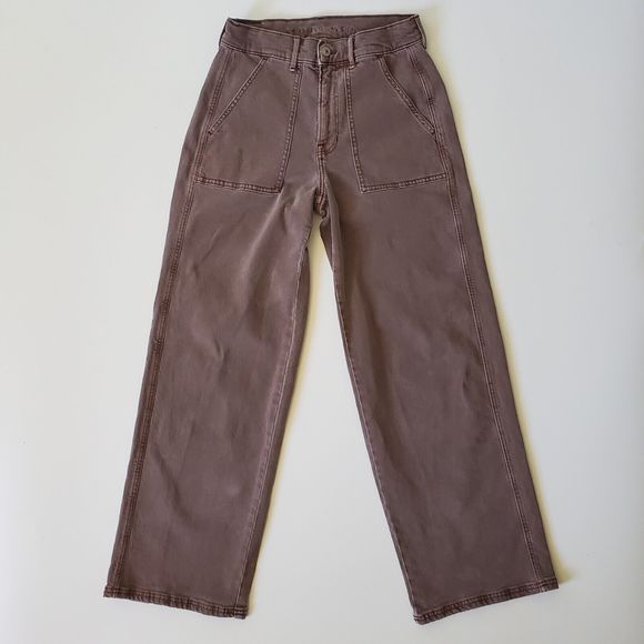 American Eagle Outfitters Denim - American Eagle Skater Jean 6 Brown Cotton Stretch Denim Wide Leg High Rise